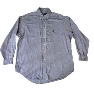 Ralph Lauren Blue Long Sleeve Button Down Cotton Chambray Size Large 16 1/2-34